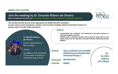 WINSA Lecture N°5 by Dr. Dr. Eduardo Ribeiro de Oliveira who will present his work on innovative strategies as alternatives to insecticide resistance