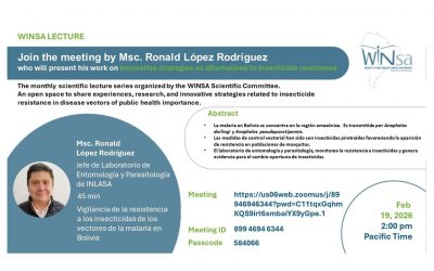 WINSA Lecture N°7 by MSc. Ronald López Rodríguez, who will present his work on innovative strategies as alternatives to insecticide resistance