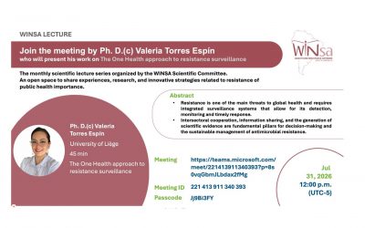 WINSA Lecture N°10 by Ph. D.(c) Valeria Torres Espin who will present his work on « The One Health approach to resistance surveillance »