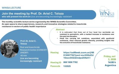 WINSA Lecture N°11 by Prof. Dr. Ariel C. Toloza who will present his work on « Lice are becoming increasingly resistant »